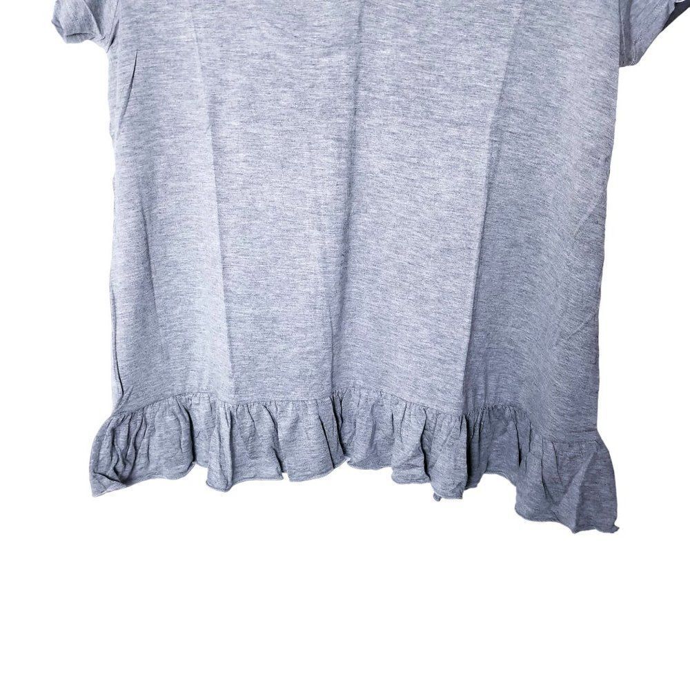 NEW Chaser Womens Size Medium Gray Strappy Back Ruffle Hem Short Sleeve Top - Picture 6 of 10